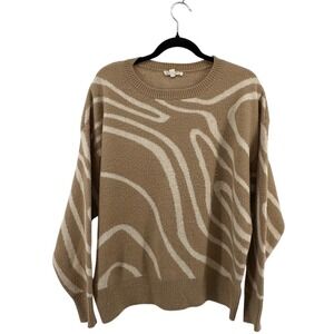 Endless Blu Animal Print Sweater‎ Women Size L Crew Neck Long Sleeve Casual Top